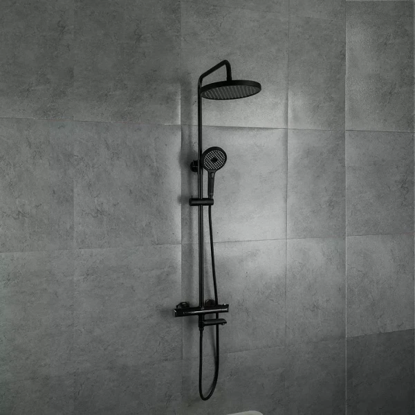 Душевая система с термостатом GAPPO G2403-56 черная/хром с переключателем на лейку 3 режима