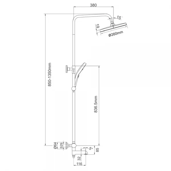 Душевая система с термостатом GAPPO G2403-56 черная/хром с переключателем на лейку 3 режима