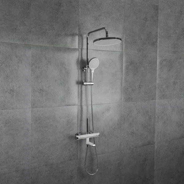 Душова система з термостатом GAPPO G2403-58, вилив - перемикач на лійку 3 режими, білий/хром