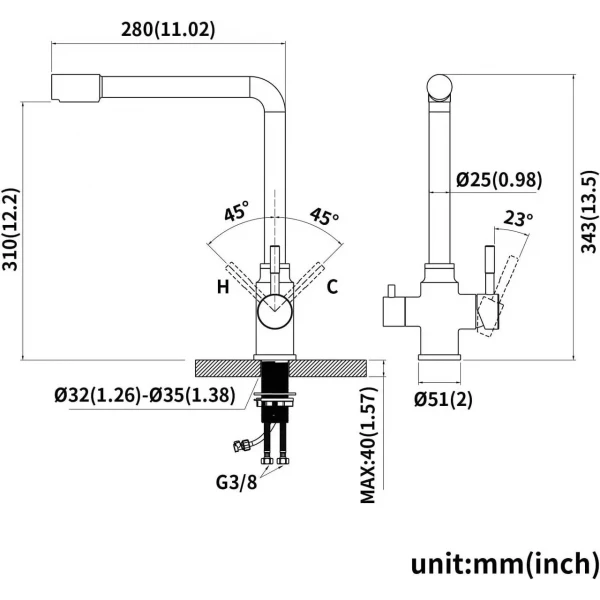 Смеситель для кухни WEZER EKO4C-01-GUNGREY оружейная сталь для фильтрованной воды