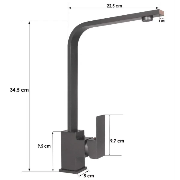 Смеситель для кухни WEZER PRO4-02-GUNGREY оружейная сталь