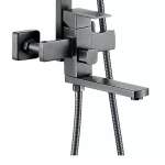 Душевая система PRO16-02-GUNGREY однорычажная 3-х функциональная с коротким поворотным изливом нержавеющая сталь серая (диаметр 35 мм)