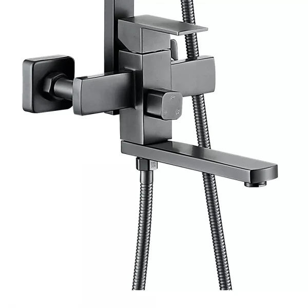 Душевая система PRO16-02-GUNGREY однорычажная 3-х функциональная с коротким поворотным изливом нержавеющая сталь серая (диаметр 35 мм)