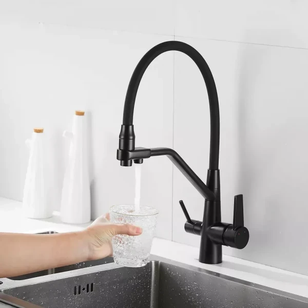 Смеситель для кухни WEZER INX4A-08-BLACK для двух вод нержавеющая сталь черный