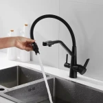 Смеситель для кухни WEZER INX4A-08-BLACK для двух вод нержавеющая сталь черный