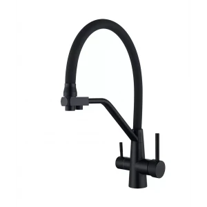 Смеситель для кухни WEZER INX4A-08-BLACK для двух вод нержавеющая сталь черный