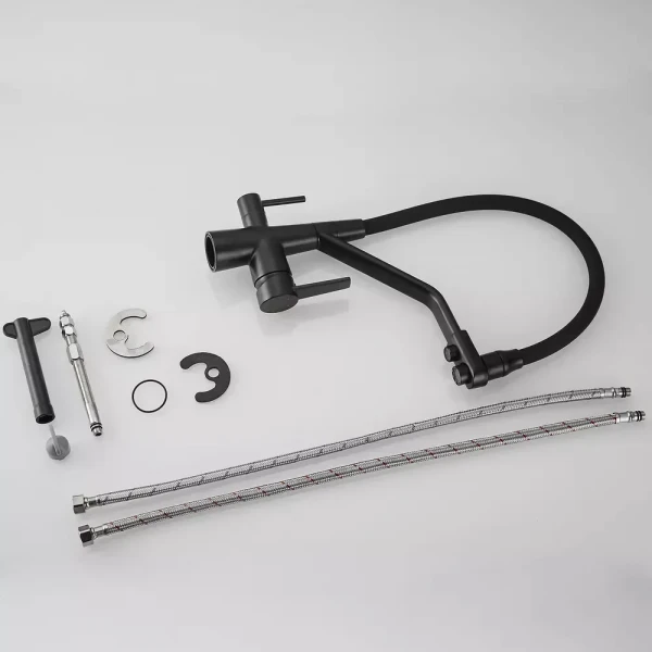 Смеситель для кухни WEZER INX4A-08-BLACK для двух вод нержавеющая сталь черный