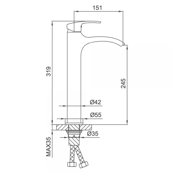 Смеситель для умывальника FRAP F1069-2 высокий