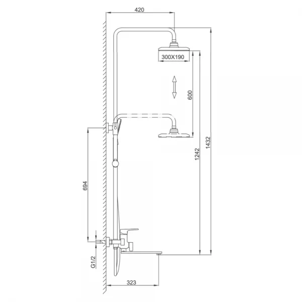 Душевая система FRAP F2471 с переключателем на лейку 3-функции