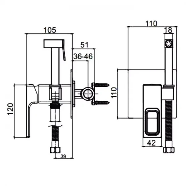 Гігієнічний душ, що вбудовується GAPPO G7217-9, збройова сталь