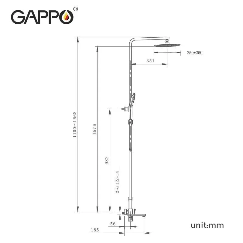 Душевая система GAPPO G2417-9 с переключателем на лейку оружейная сталь