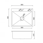 Кухонная мойка GAPPO GS6050-6 накладная 600x500 мм нержавеющая сталь с PVD-покрытием