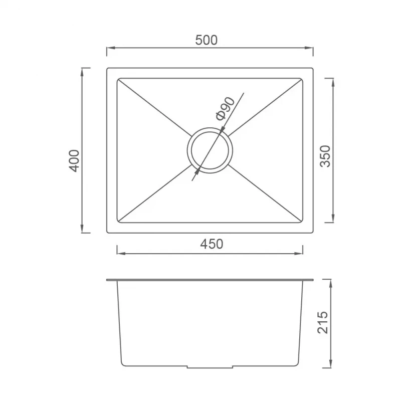 Кухонная мойка GAPPO GS5040-6 500x400 мм из нержавеющей стали с PVD покрытием интегрированная