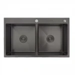 Кухонна мийка GAPPO GS8350-6 накладна 830x500 мм, нержавіюча сталь, поверхня PVD