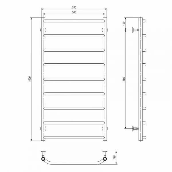Полотенцесушитель водяной DEFFI Трапеция 500x1000 мм