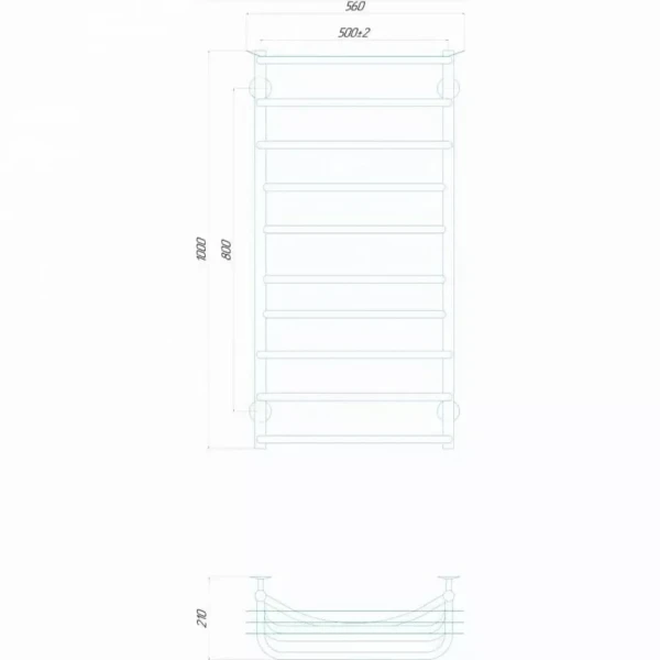 Полотенцесушитель электрический DEFFI Юность 500x1000 130 Вт правая хромированная