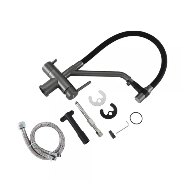 Смеситель для кухни GAPPO G4398-89 с подключением оружейная сталь фильтра