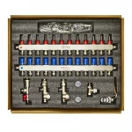 Комплект колектора з витратомірами ITAL UHW-B012, нержавіюча сталь, підкл. кутове