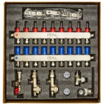 Комплект колектора з витратомірами ITAL UHW-A09, нержавіюча сталь, підкл. пряме