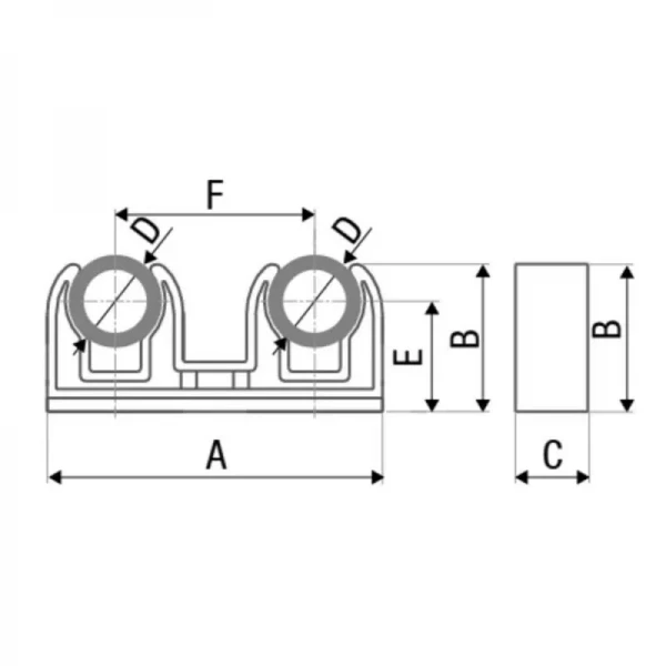 Кріплення подвійне PP-r ITAL 25 x 25 мм