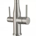 Смеситель для кухни GAPPO G4399-75 однорычажный под осмос с высоким силиконовым изливом нержавеющая сталь крепление гайкой диаметр 35 мм сатин/черный