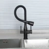 Смеситель для кухни GAPPO G4399-66 под осмос однорычажный с высоким силиконовым изливом из нержавеющей стали черный крепеж гайкой Ø35