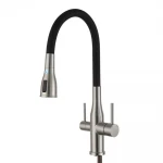 Смеситель для кухни GAPPO G4399-65 под осмос однорычажный с высоким силиконовым изливом из нержавеющей стали сатин крепления гайкой Ø35