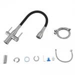 Смеситель для кухни GAPPO G4399-65 под осмос однорычажный с высоким силиконовым изливом из нержавеющей стали сатин крепления гайкой Ø35