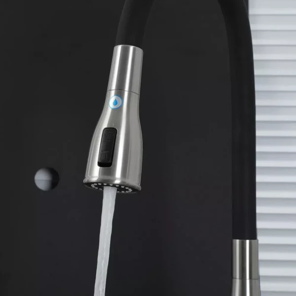 Смеситель для кухни GAPPO G4399-65 под осмос однорычажный с высоким силиконовым изливом из нержавеющей стали сатин крепления гайкой Ø35