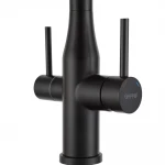 Смеситель для кухни GAPPO G4399-76 однорычажный под осмос с высоким силиконовым изливом нержавеющая сталь черный крепеж гайкой Ø35