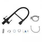 Смеситель для кухни GAPPO G4399-76 однорычажный под осмос с высоким силиконовым изливом нержавеющая сталь черный крепеж гайкой Ø35