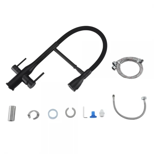 Смеситель для кухни GAPPO G4399-76 однорычажный под осмос с высоким силиконовым изливом нержавеющая сталь черный крепеж гайкой Ø35