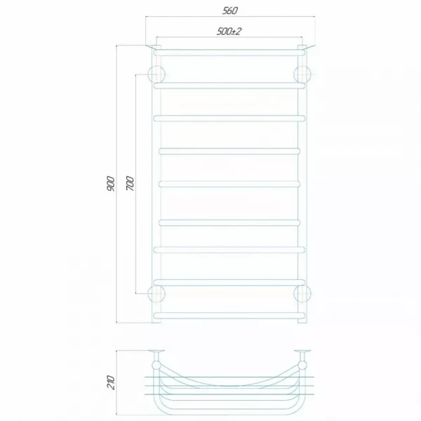 Полотенцесушитель электрический DEFFI Юность 500x900 мм левая 118 Вт