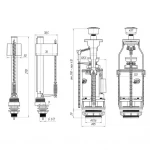 Комплект механізму бачка унітазу Kronoplast BK2R0810 з подвійним нижнім зливом, 1/2