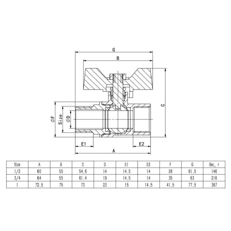 Кран кульовий ITAL PN40 1