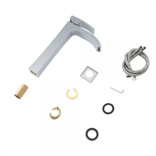 Смеситель для умывальника GAPPO G1007-81 однорычажный с литым изливом латунный хромированный крепеж гайкой Ø35