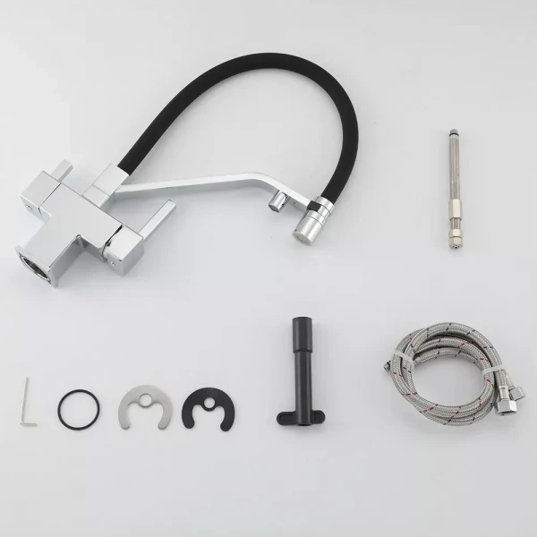 Смеситель для кухни GAPPO G4395-60 под осмос однорычажный с высоким силиконовым изливом хромированный/черный с латунной шпилькой картридж 90° Ø35