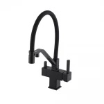 Смеситель для кухни GAPPO G4395-66 однорычажный с высоким силиконовым изливом черный, крепление шпилькой, картридж 90° Ø35