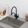 Смеситель для кухни GAPPO G4395-66 однорычажный с высоким силиконовым изливом черный, крепление шпилькой, картридж 90° Ø35