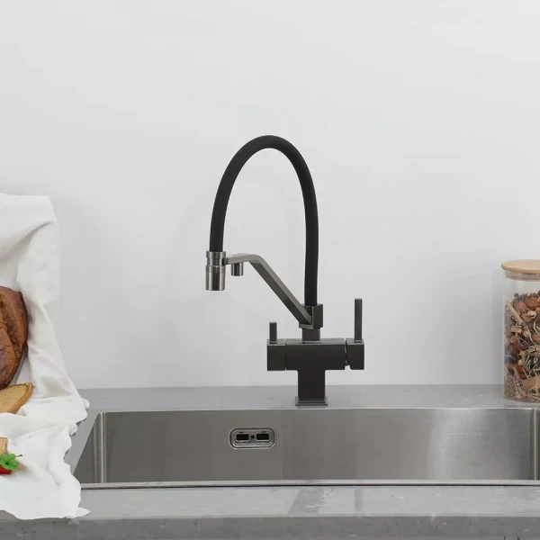 G4395-69 кухня під осмос одноваж вис силік. вил. лат  шпил карт.90° Ø35 (сірий Gungrey/чорний) {8/1}