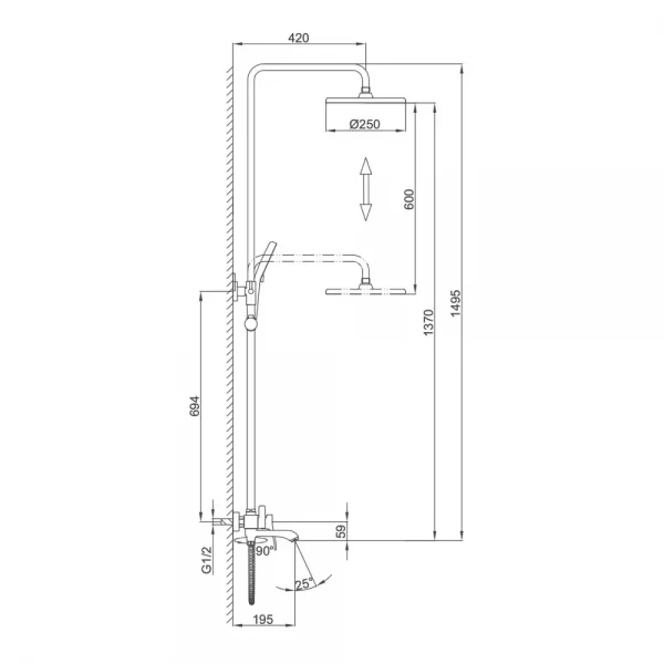 Душевая система FRAP F2475-9 с изливом и воронкой 3-функции