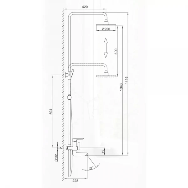 Душевая система FRAP F2417 с изливом и воронкой с 3 функциями