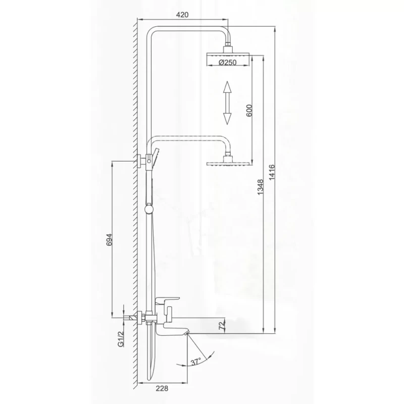 Душевая система FRAP F2417 с изливом и воронкой с 3 функциями