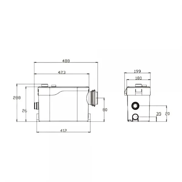 Канализационная установка SHIMGE WT 500B 0.5 кВт (максимальная высота 9 м, максимальная производительность 125 л/мин)