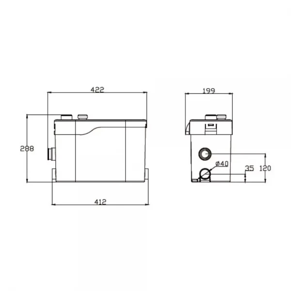 Канализационная установка SHIMGE WT 500C 0.5 кВт (максимальная высота подъема 9 м, максимальная производительность 125 л/мин)