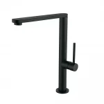 Смеситель для кухни WEZER EKO4G-01 BLACK однорычажный с высоким поворотным изливом из нержавеющей стали черный крепеж гайкой Ø25