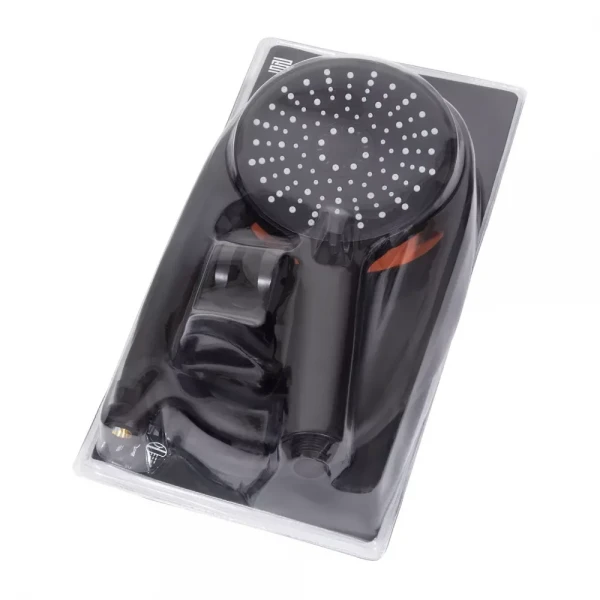 Душевой набор WEZER WKY-538 черный (лейка 5 режимов, шланг, крепление лейки)