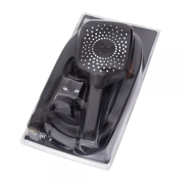 Душевой набор WEZER WKY-537 черный (лейка 3 режима, шланг, крепление лейки)