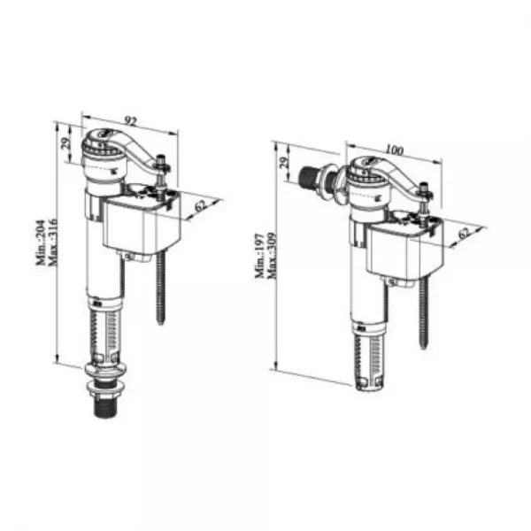 Клапан для бачка унітазу GAPPO G1892.03 універсал 3/8