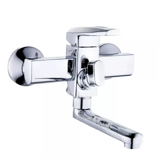 Смеситель для ванны WEZER NOF3 однорычажный с коротким поворотным изливом хромированный сплав Ø35
